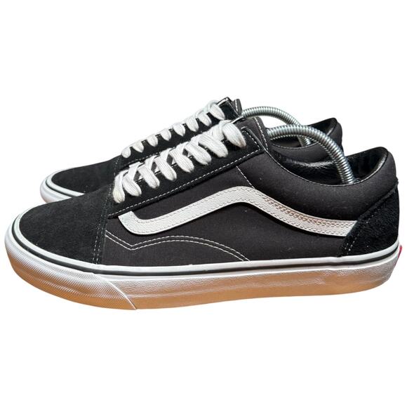 VANS Old Skool M10.5/W12 Black White Suede Canvas Skate Shoe Sidestripe Sneakers - Picture 1 of 12